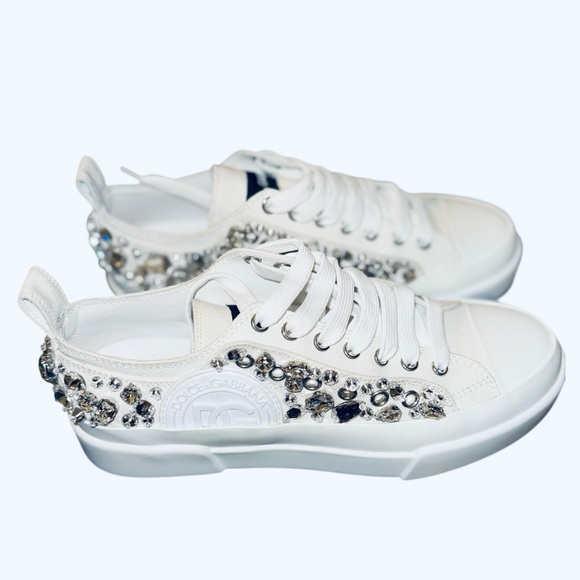 Dolce & Gabbana Shoes - Dolce & Gabbana Portofino Crystal white sneakers 40